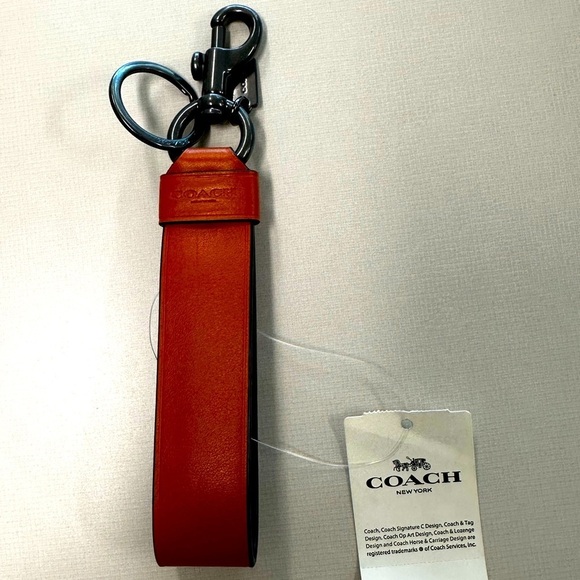 Coach Accessories - Coach Signature Leather Large Loop Key Fob. New With Tags